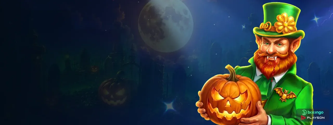 Leprechaun with pumpkin, elitespin casino tournament banner